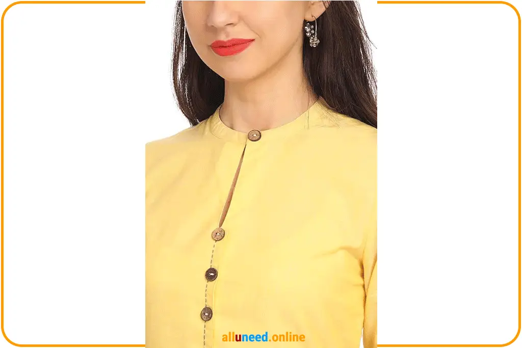 Biba Women A Line Cotton Kurta Yellow