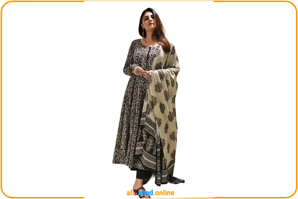 Women Printed Anarkali Kurta Pant Set Dupatta