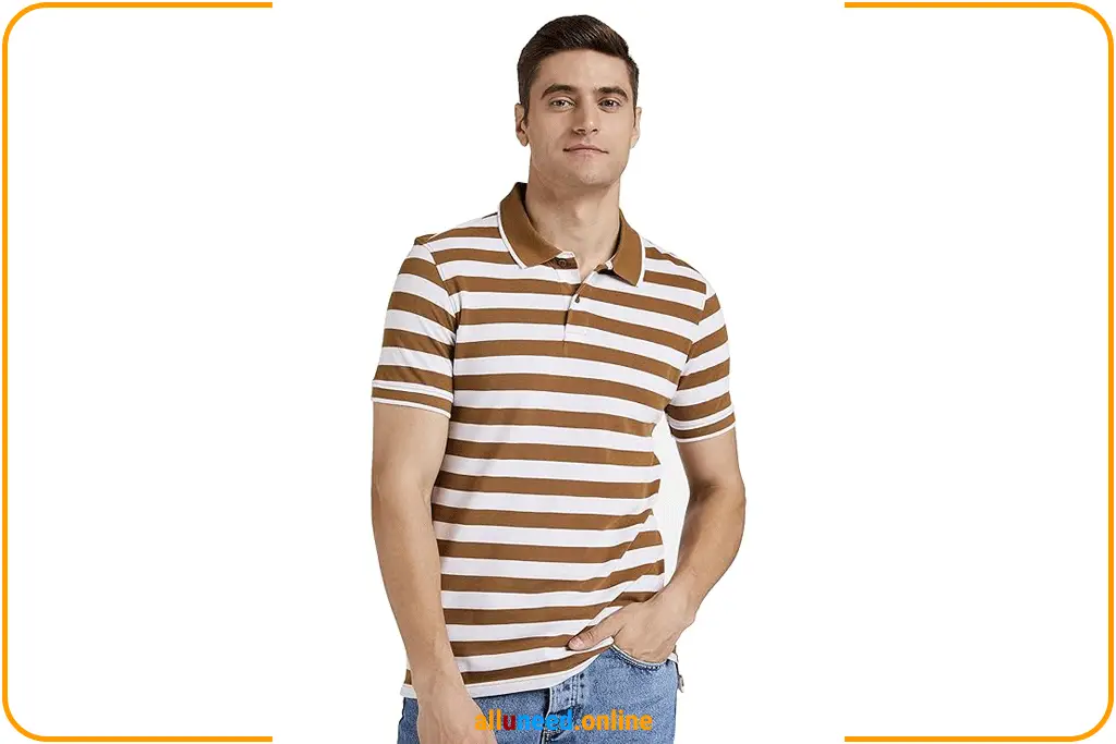 Symbol Mens Striped Cotton Polo Shirt