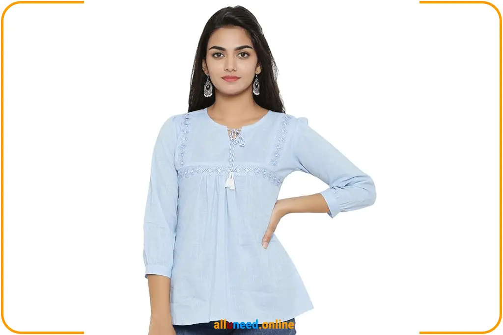 Womens Cotton Regular Fit Embroidered Summer Top