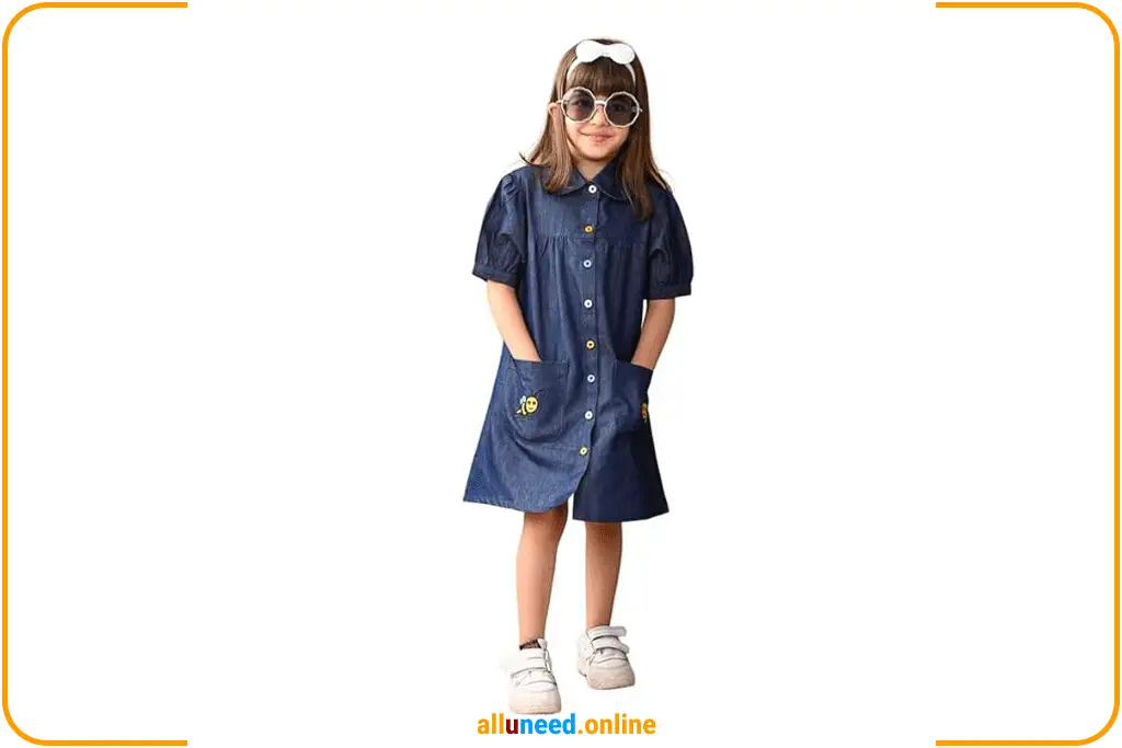 Superminis Girls Denim Dress Embroidered